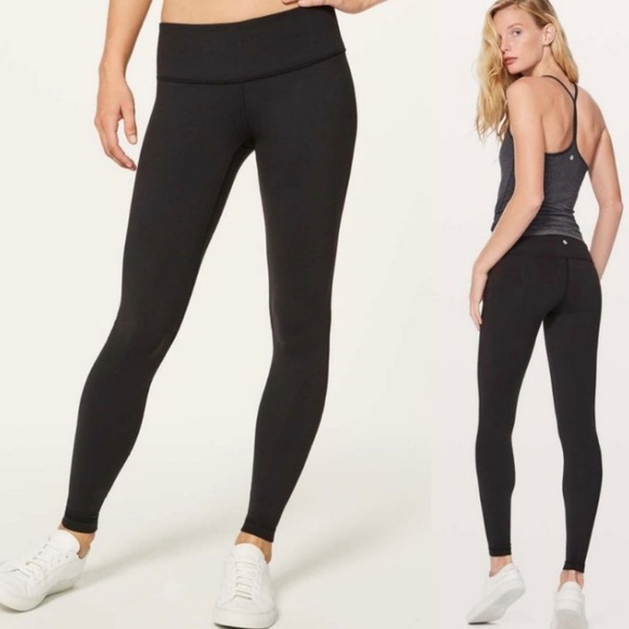 lululemon athletica Pants - Lululemon Black Luon Low Rise Wunder Under Tights size 8